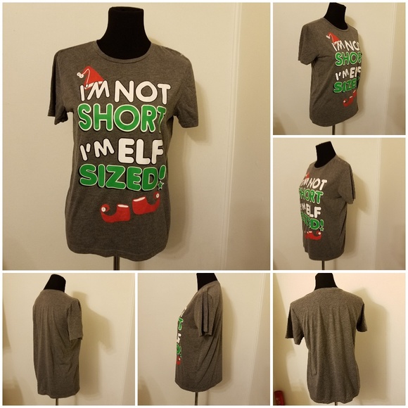 Christmas sprkling elf words grey tee - Picture 2 of 8